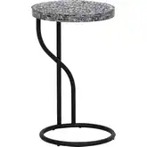 Padget Round Side Table in Black Metal & Black Capiz Shell