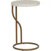 Padget Round Side Table in Gold Finish Metal & Cream Capiz Shell