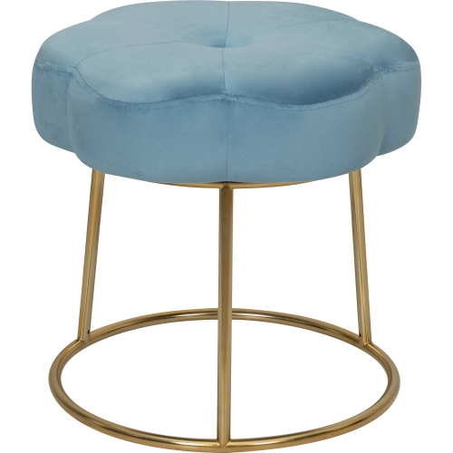 Seraphina Vanity Stool in Light Blue Fabric & Gold