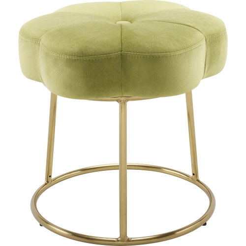 Seraphina Accent Vanity Stool in Light Green Velvet & Gold