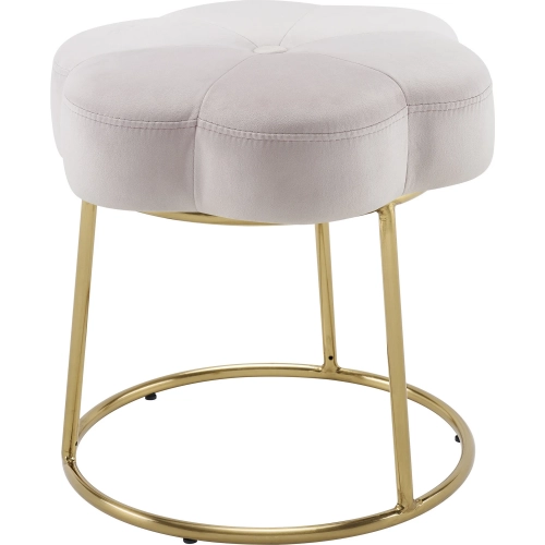 Seraphina Accent Vanity Stool in Light Pink Velvet & Gold