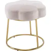 Seraphina Accent Vanity Stool in Light Pink Velvet & Gold