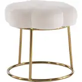 Seraphina Accent Vanity Stool in White Velvet & Gold