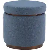 Blanche Storage Ottoman in Blue Gray Sherpa & Walnut