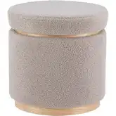 Blanche Storage Ottoman in Light Gray Sherpa & Wood