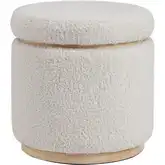 Blanche Storage Ottoman in Natural Color Sherpa Fabric & Wood