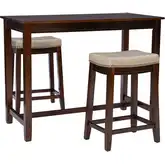 Claridge 3-Piece Counter Dining Set in Brown & Beige Eco Leather
