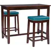 Claridge 3-Piece Counter Dining Set in Brown & Blue Eco Leather