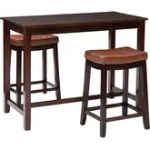 Claridge 3-Piece Counter Height Dining Set in Wood & Cognac Leatherette