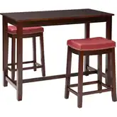 Claridge 3-Piece Counter Dining Set in Brown & Red Eco Leather
