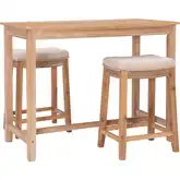 Claridge 3-Piece Counter Dining Set in Brown & Beige Fabric
