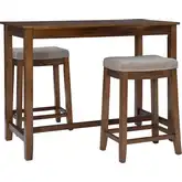 Claridge 3-Piece Counter Height Dining Set in Rustic Wood & Gray Fabric