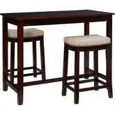 Claridge 3-Piece Counter Height Dining Set in Walnut & Beige Linen