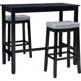 Claridge 3-Piece Bar Dining Set in Black & Gray Eco Leather