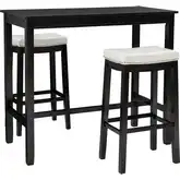 Claridge 3-Piece Bar Dining Set in Black & White Eco Leather