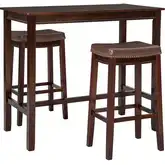 Claridge 3-Piece Bar Dining Set in Brown & Brown Eco Leather