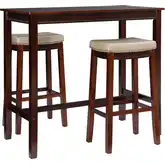 Claridge 3-Piece Bar Dining Set in Brown & Beige Eco Leather