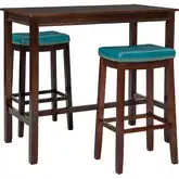 Claridge 3-Piece Bar Dining Set in Brown & Blue Eco Leather
