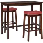 Claridge 3-Piece Bar Dining Set in Brown & Red Eco Leather
