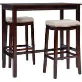 Claridge 3-Piece Bar Height Dining Set in Walnut & Beige Linen
