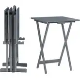 Compass Tray Table Set in Gray Wood