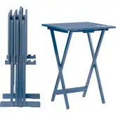 Compass Tray Table Set in Navy Blue Wood
