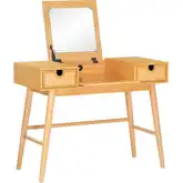Cecilia Cane Front Bedroom Vanity Set in Natural Wood