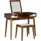 Camila Bedroom Vanity in Walnut & Cane
