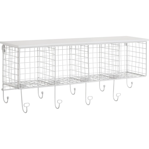 Four Cubby Wall Shelf in White