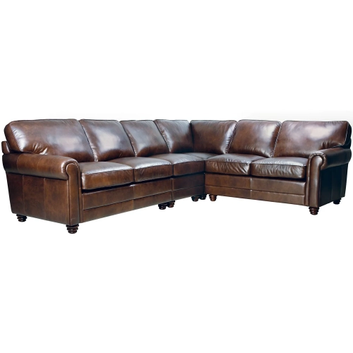Andrew 4 Piece Sectional Sofa (Shown in Havana Brown Leather)