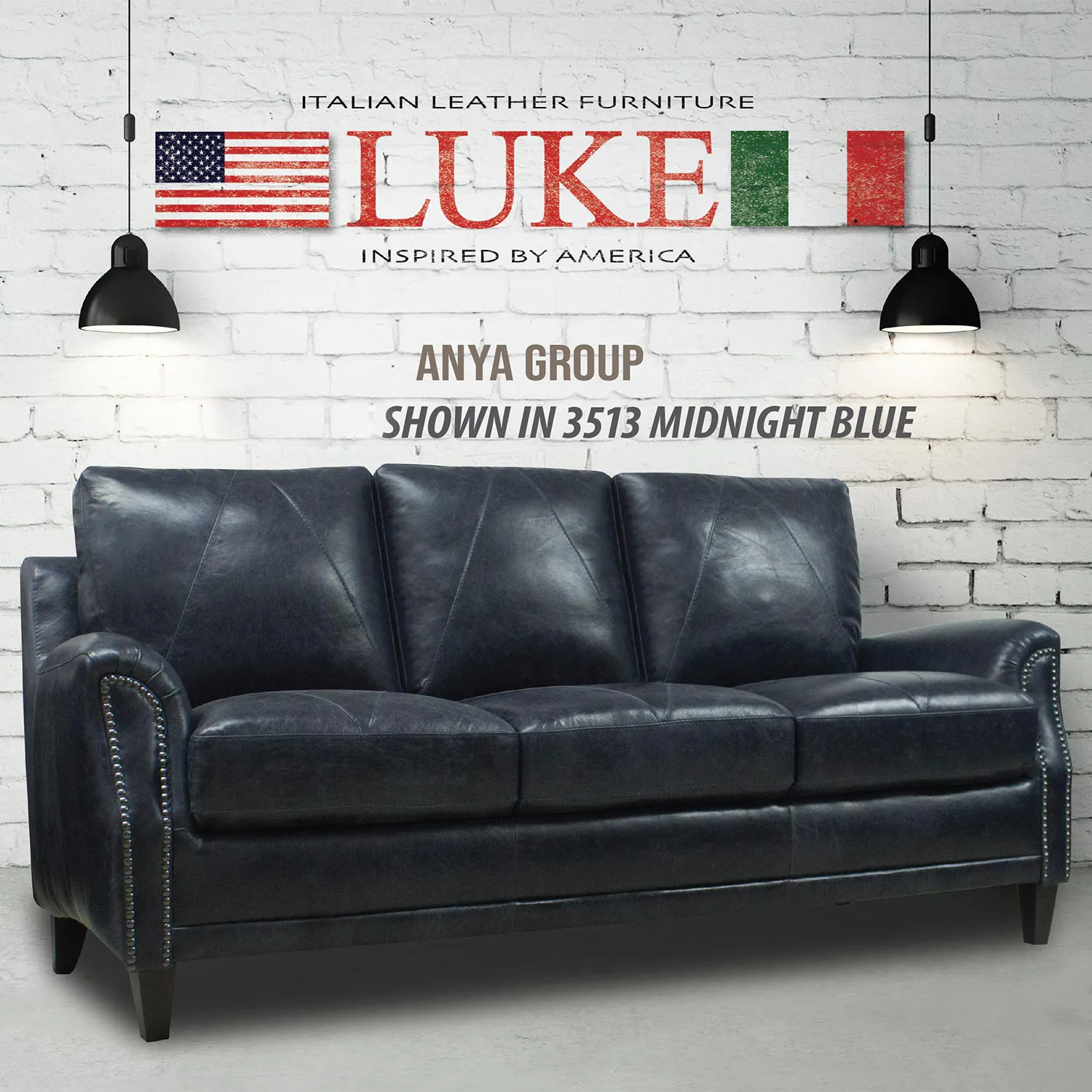 Luke Home Anya-S Anya Sofa (Shown in Diamond Stitched Distressed