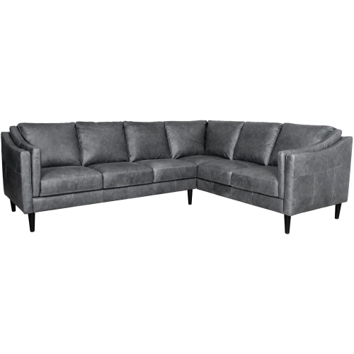 Ava 3 Piece Left Arm Facing Sectional Sofa (Shown in Bomber Gray Top Grain Leather)