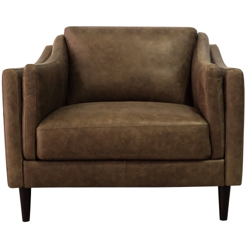 Ava Accent Chair (Shown in Distressed Bomber Tan Brown Top Grain Leather)