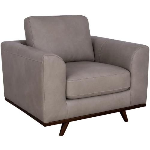 Iris Accent Chair (Shown in Greige Top Grain Leather & Wood)