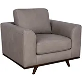 Iris Accent Chair (Shown in Greige Top Grain Leather & Wood)
