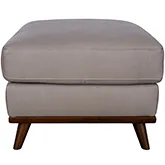 Iris Ottoman (Shown in Greige Top Grain Leather & Wood)