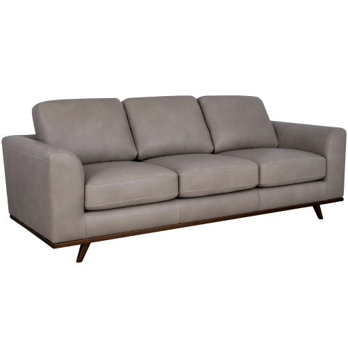 Iris Sofa (Shown in Greige Top Grain Leather & Wood)