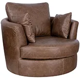 Jodie Swivel Accent Chair (Shown in Distressed Bomber Tan Brown Top Grain Leather)