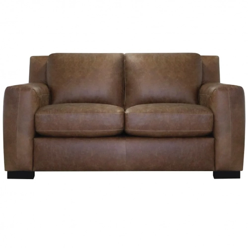 Nora Loveseat (Shown in Distressed Bomber Walnut Brown Top Grain Leather)