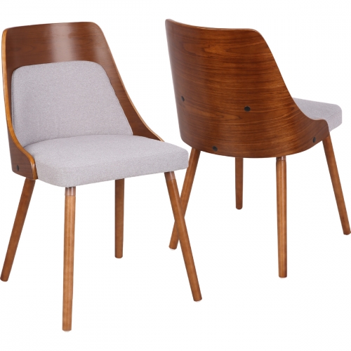 Anabelle Dining Accent Chair in Grey Fabric & Walnut Finish