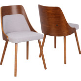 Anabelle Dining Accent Chair in Grey Fabric & Walnut Finish