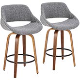 Fabrico 26" Counter Stool in Grey Noise Fabric & Walnut Finish (Set of 2)