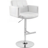 Stout Adjustable Bar Stool in White Leatherette