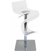 Adjustable Height Bar or Counter Height Stool in Clear Acrylic & Chrome