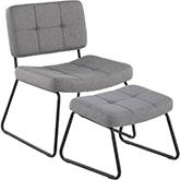 Stout Lounge Chair & Ottoman Set in Grey Fabric & Black Steel