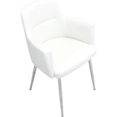 Andrew Accent Chair in Eggshell Leatherette & Chrome (Set of 2)