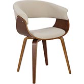 Vintage Mod Dining Accent Chair in Cream & Walnut Finish