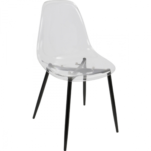 Clara Dining Chair in Clear Polycarbonate & Black Metal (Set of 2)