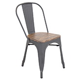 Oregon Dining Chair in Aged Wood & Grey Metal (Set of 2)