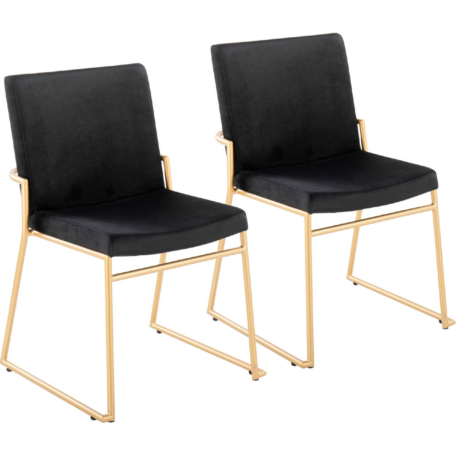 LumiSource Gold Steel, Black Velvet Dutchess Dining Chair - Set of 2 - Thumbnail 5